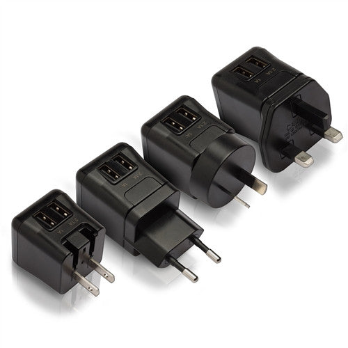 Targus APA721 15.5W 雙頭USB充電器 micro Dual-USB power charger with foldable and changeable plugs (black color) - Young Vision - www.yv.com.hk