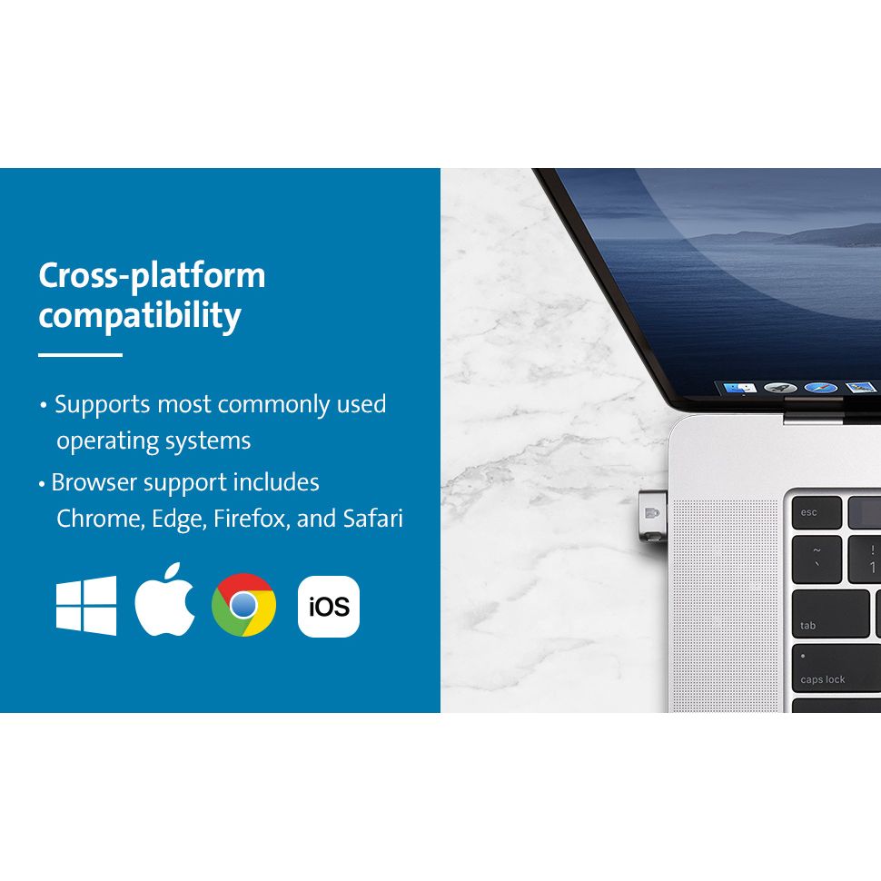 Kensington K64709WW VeriMark™ Guard USB-C Fingerprint Key – FIDO2, WebAuthn/CTAP2 and FIDO U2F – Cross Platform