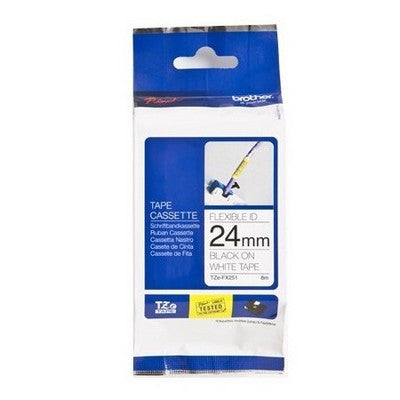 Brother TZe-FX251 (24mm) 可彎曲 - 線纜專用標籤帶 (已過膠/覆膜/護貝) Flexible Laminated Tape 白底黑字 Black on White - Young Vision - www.yv.com.hk