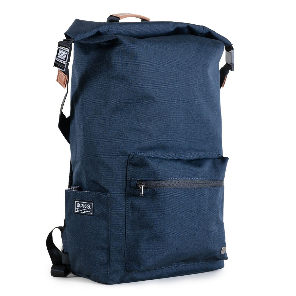 PKG_Dawson_backpack_navy_tan_front_accessory_pocket.jpg