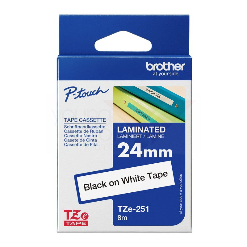Brother TZe 24mm P-touch Genuine Laminated Label Tapes 原廠標籤帶(已過膠) - Young Vision (HK) Limited