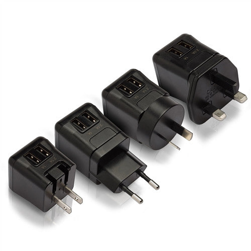Targus  APA721  15.5W 雙頭USB充電器 micro Dual-USB power charger with foldable and changeable plugs (black color) - Young Vision - www.yv.com.hk