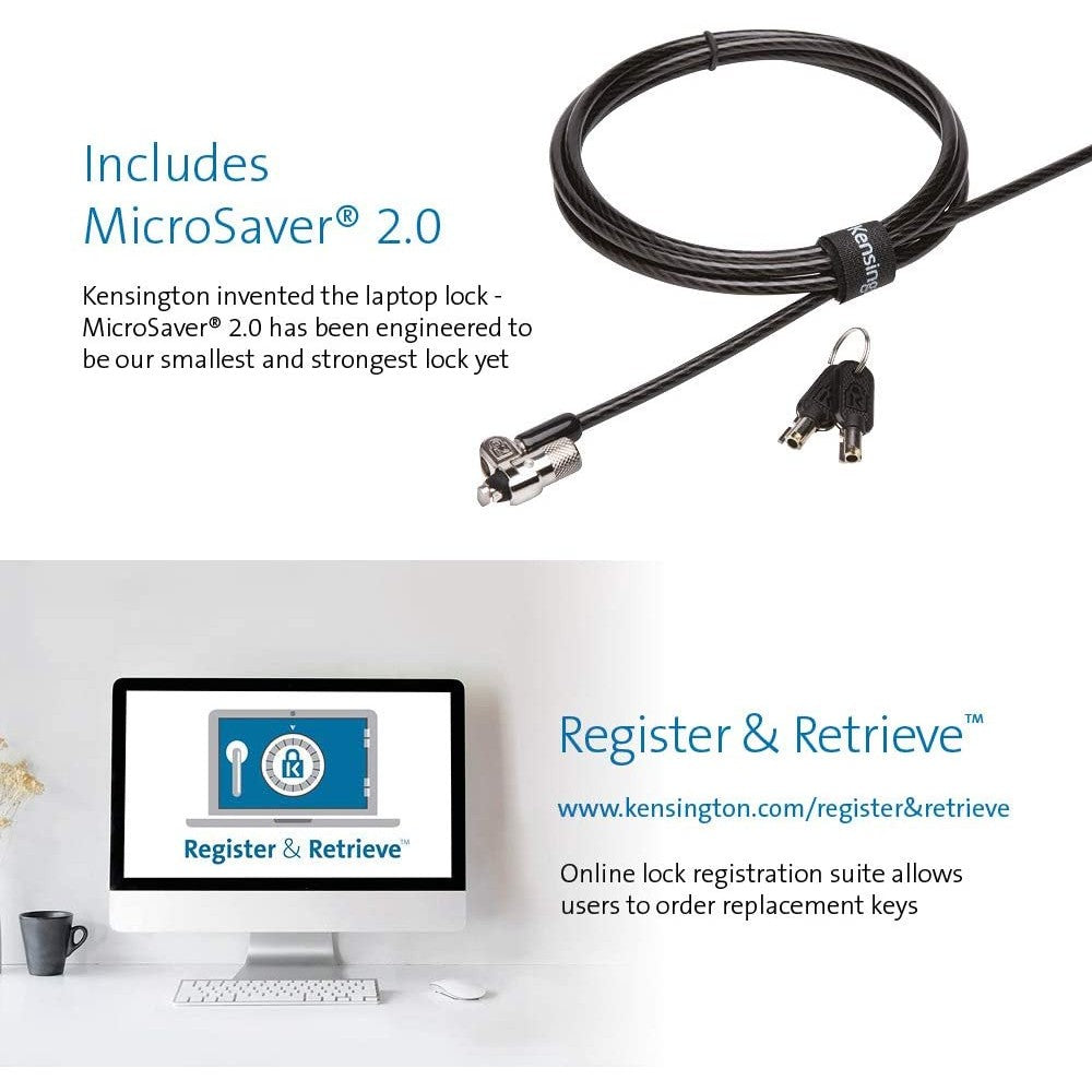 Kensington K64821WW Locking Bracket for 13.5" Surface Book 1, 2 & 3 with MicroSaver 2.0 keyed lock