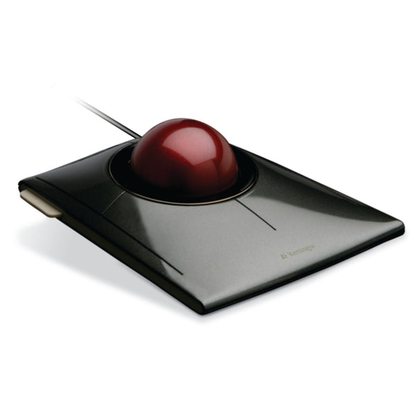 Kensington K72327 SlimBlade - Wired Ergonomic TrackBall Mouse for PC, Mac and Windows with Scroll Ring, Ambidextrous Design and Optical Tracking - Red
