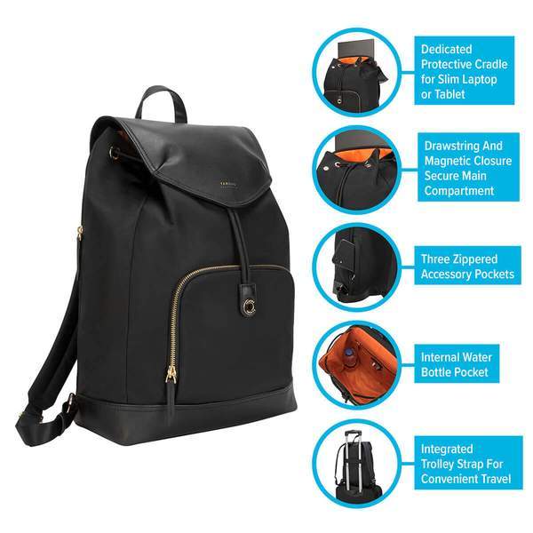 Targus 15"Newport Drawstring Backpack - Black
